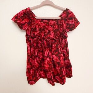 GAP Red Floral Blouse